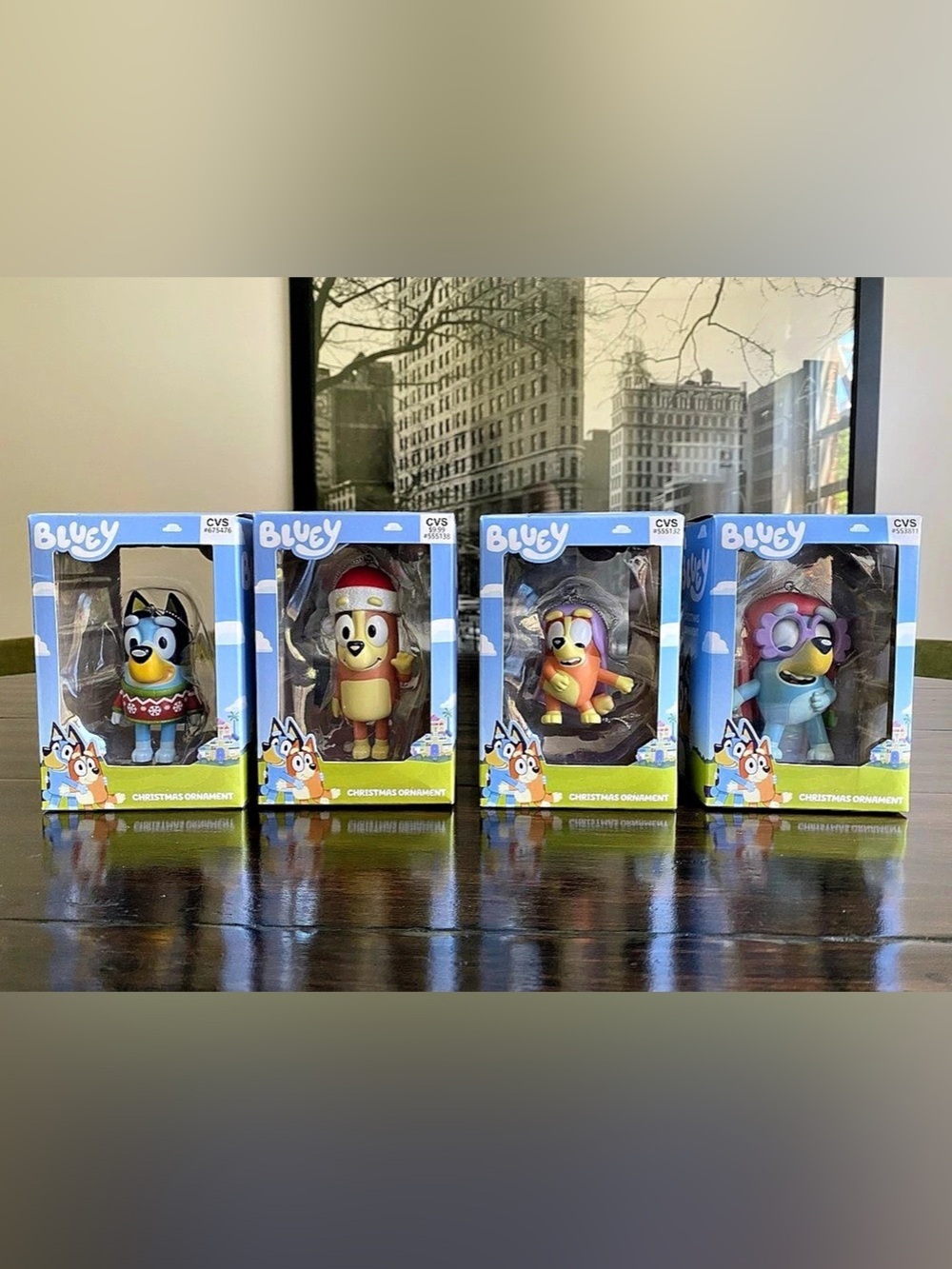 Kurt Adler Bluey Christmas Ornaments- Set of 4 Bluey, Bingo and Mom - New
